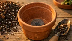 Use an old kitchen strainer to fix plant pot drainage fast