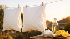 How to whiten yellow pillowcases naturally with baking soda, vinegar, and lemon