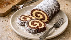 Salame del Re: an Italian custard roll with a pretty vanilla-chocolate swirl
