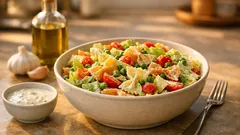This 30-minute pasta salad with creamy yogurt dressing saves busy weeknights
