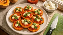 Butternut Squash Pizzettes: Cozy Mini “Pizzas” with Tomato, Mozzarella, and Basil