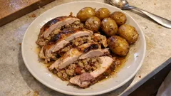 Stuffed Guinea Fowl with Mushrooms and Potatoes—A Cozy Holiday Roast