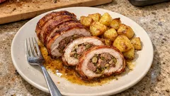 Italian-Style Turkey Roulade with Sausage, Olives, and Pancetta—Sunday Dinner Made Easy
