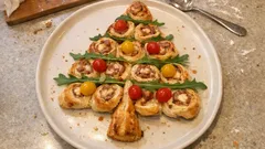 Puff Pastry Christmas Tree Pinwheels with Speck and Creamy Cheese