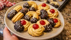 Butter-Free Italian Whipped Shortcrust Cookies—Easy Piped Shapes With Chocolate Glaze