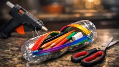 How to make a DIY pencil case from a plastic bottle and zipper