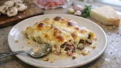 Creamy Mushroom and Ham Cannelloni with Béchamel—An Easy Make-Ahead Bake